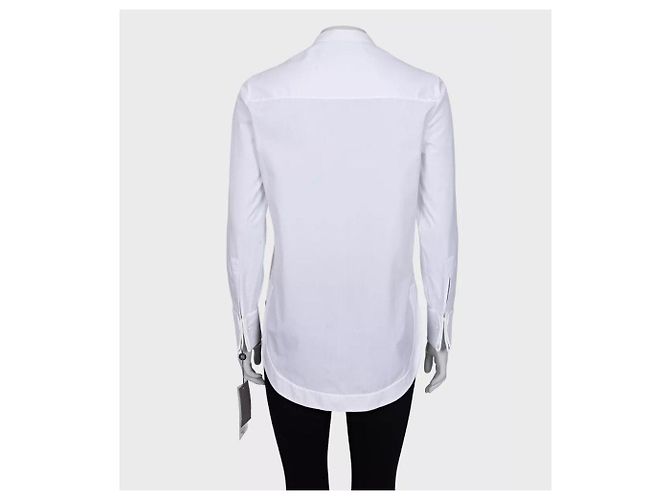 Camisa de algodón blanca con logo bordado Alexander McQueen - S Usado - vista 3