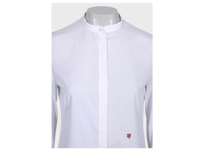 Camisa de algodón blanca con logo bordado Alexander McQueen - S Usado - vista 4