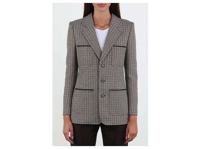 Saint Laurent Four Pocket Houndstooth Wool Blazer Sz.38 Pre-owned - view 3