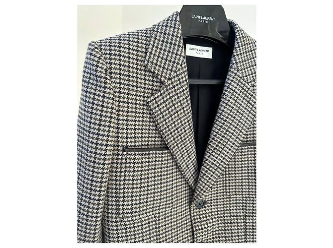 Saint Laurent Four Pocket Houndstooth Wool Blazer Sz.38 Pre-owned - view 5