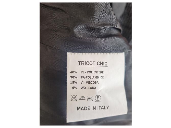 Autre Marque Jaqueta de tricô chique preta e bege com detalhes em pele Preto - vista 7