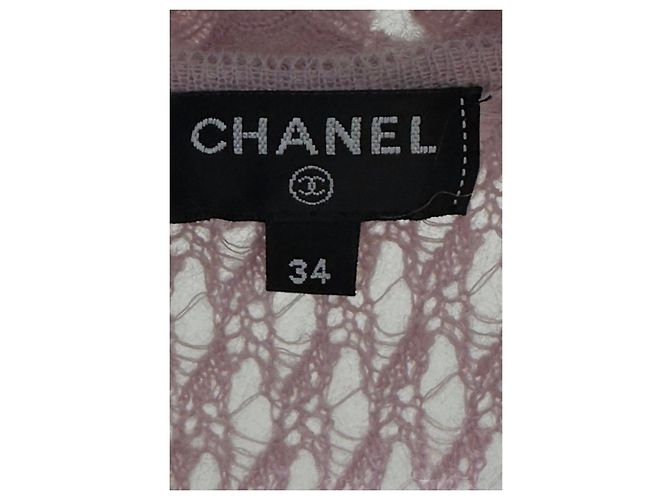 Timeless Chanel 17A Strickkleid mit rosa Blumenbordüre Größe 34 Gebraucht - Ansicht 4
