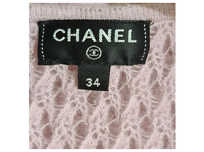 Timeless Chanel 17A Strickkleid mit rosa Blumenbordüre Größe 34 Gebraucht - Ansicht 9