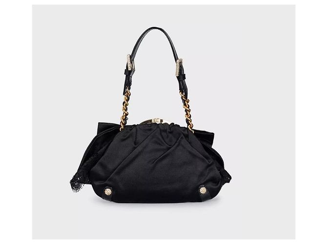 Clutch in tessuto nero con cristalli Dolce & Gabbana usato - vista 3