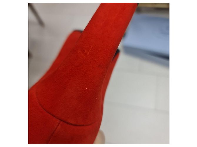 Céline Celine Helle Rote Wildleder Pumps Größe 38 Gebraucht - Ansicht 4