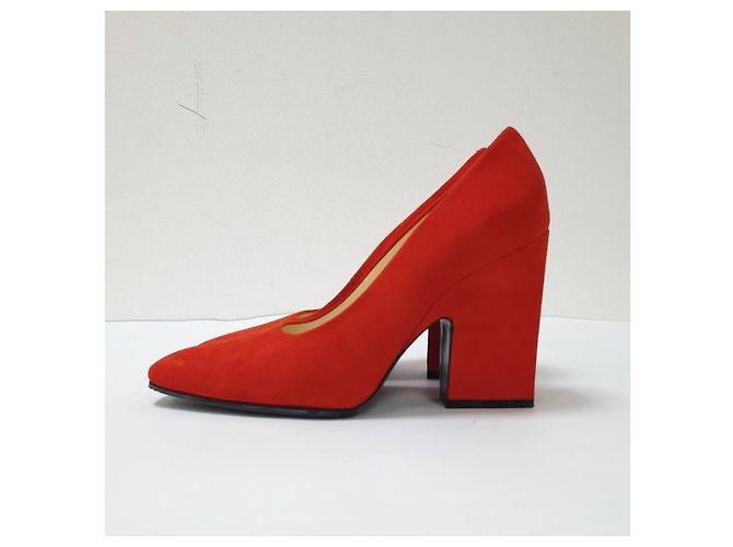 Céline Celine Helle Rote Wildleder Pumps Größe 38 Gebraucht - Ansicht 6