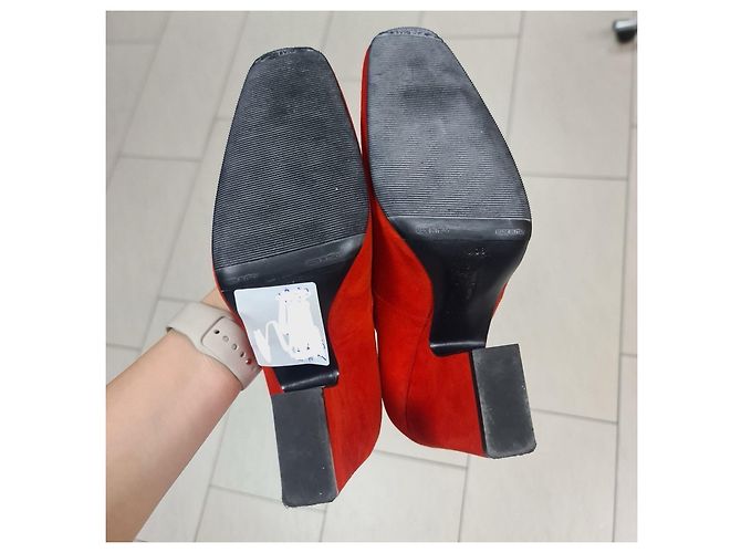 Céline Celine Helle Rote Wildleder Pumps Größe 38 Gebraucht - Ansicht 7