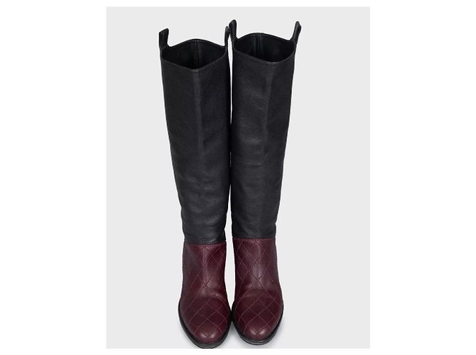 Chanel Two-Tone CC logo Leather Boots - Size 40.5 pre-owned - view 2