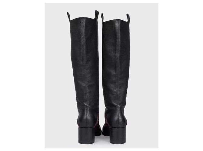Chanel Two-Tone CC logo Leather Boots - Size 40.5 pre-owned - view 4