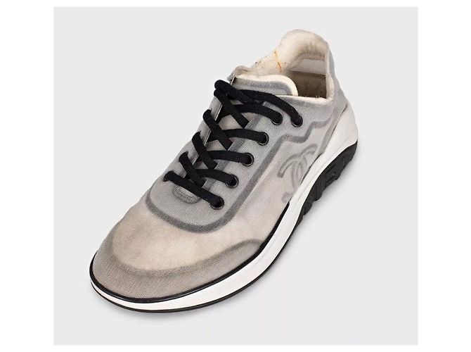 Chanel Graue Mesh-Textil-Sneaker - Größe 39 gebraucht - Ansicht 3