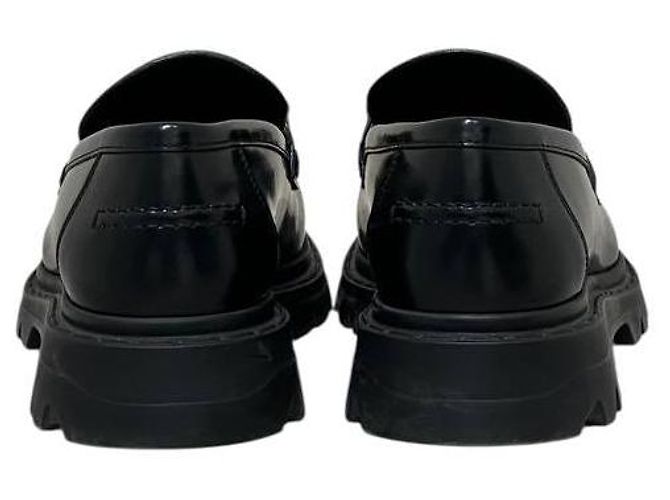 Dior Code Black Loafers aus gebürstetem Kalbsleder mit goldenem Logo, Größe 38, gebraucht - Ansicht 4