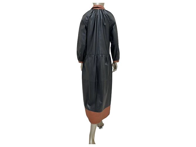 Autre Marque Chic Stand Studio Gilda Zweifarbiges Lederkleid Größe 36 Gebraucht - Ansicht 2
