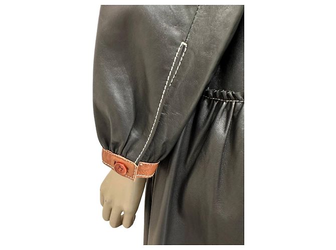 Autre Marque Chic Stand Studio Gilda Zweifarbiges Lederkleid Größe 36 Gebraucht - Ansicht 4