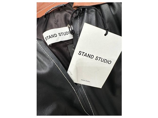 Autre Marque Chic Stand Studio Gilda Zweifarbiges Lederkleid Größe 36 Gebraucht - Ansicht 5