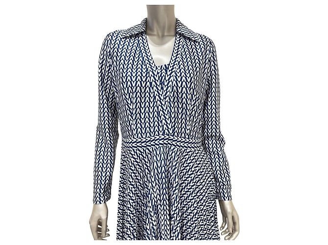 Valentino Blau V-Print Maxi Kleid Gr. M Gebraucht - Ansicht 3
