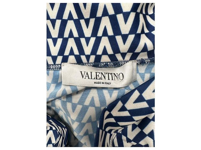 Valentino Blau V-Print Maxi Kleid Gr. M Gebraucht - Ansicht 4