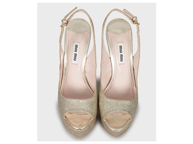 Miu Miu Gold Stiletto High Heel Sandalen - Größe 36 Gebraucht - Ansicht 2
