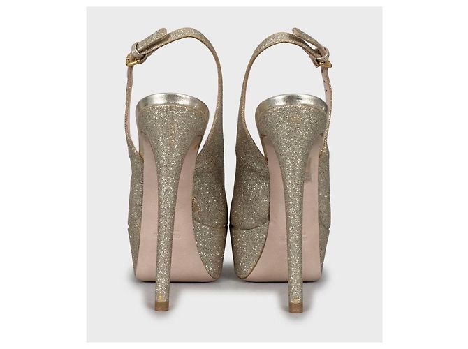 Miu Miu Gold Stiletto High Heel Sandalen - Größe 36 Gebraucht - Ansicht 4