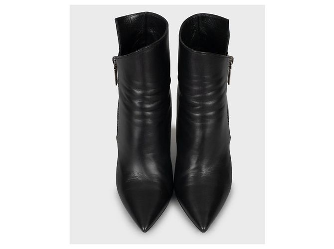 Saint Laurent Niki Leather Wedge Boots - Size 38.5 pre-owned - view 2