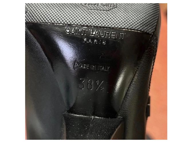 Saint Laurent Niki Leather Wedge Boots - Size 38.5 pre-owned - view 6