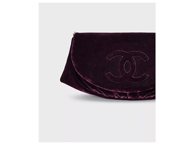 Wallet On Chain Carteira meia-lua roxa Chanel com corrente usada - vista 5