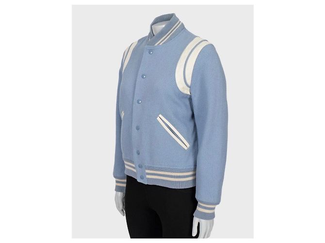 Saint Laurent Hellblaue Woll-Bomberjacke FR40 / L Gebraucht - Ansicht 2