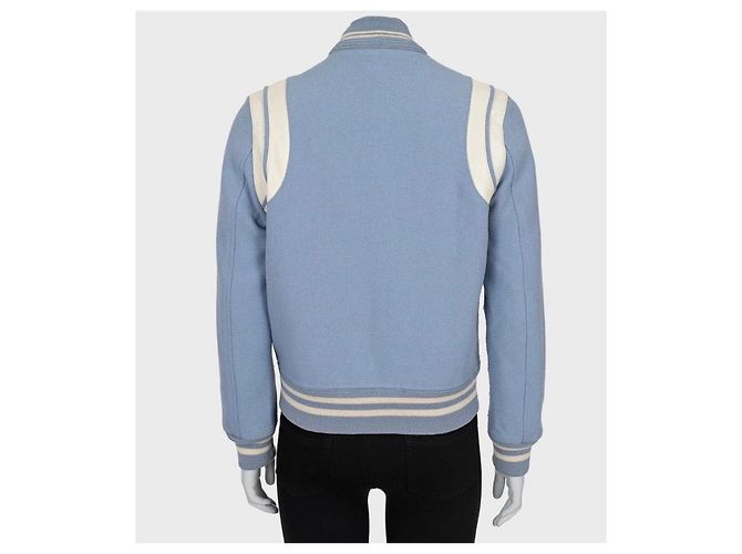 Saint Laurent Hellblaue Woll-Bomberjacke FR40 / L Gebraucht - Ansicht 3