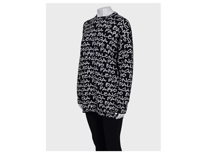 Schwarzer Oversize-Pullover mit Balenciaga-Logo-Druck Größe S gebraucht - Ansicht 2