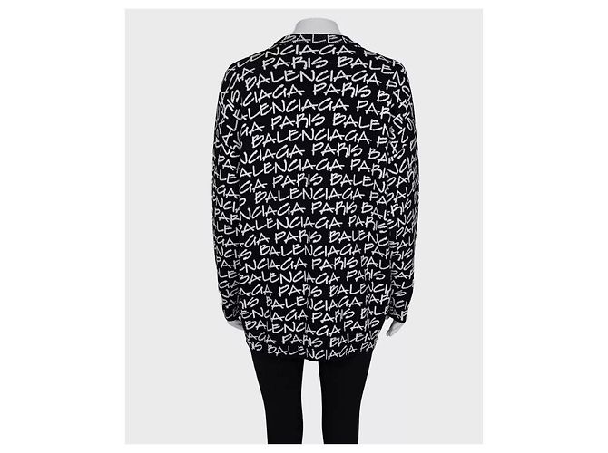 Schwarzer Oversize-Pullover mit Balenciaga-Logo-Druck Größe S gebraucht - Ansicht 3