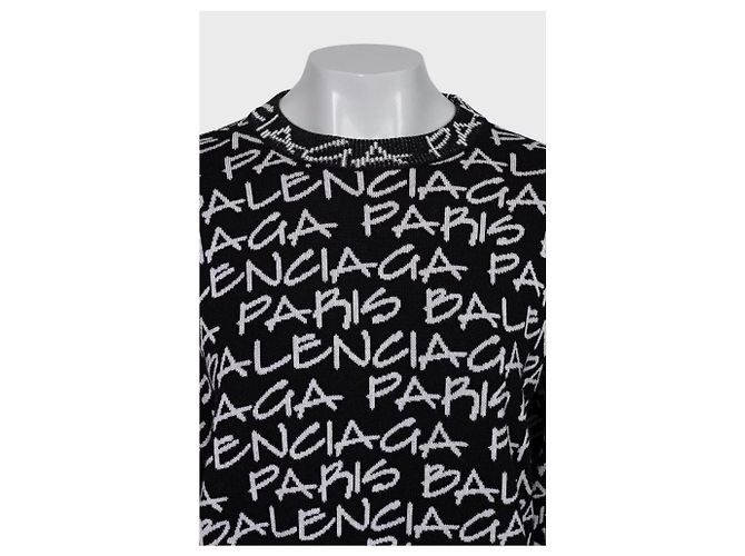 Schwarzer Oversize-Pullover mit Balenciaga-Logo-Druck Größe S gebraucht - Ansicht 4