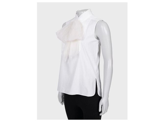 Chanel Vintage White Bow Blouse - Size FR36/S Pre-owned - view 2