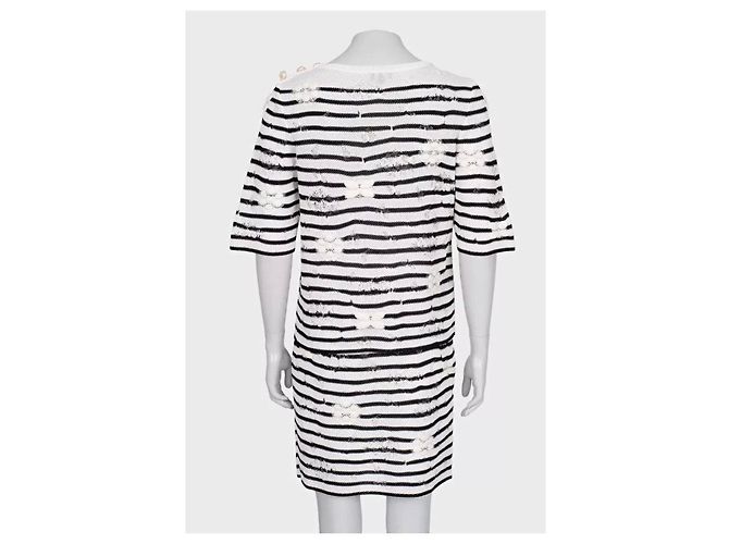 Completo ricamato a righe bianche e nere Chanel taglia 36 usato - vista 3