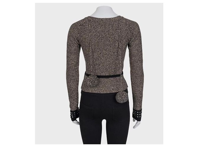 Brauner Cashmere-Wollpullover mit Kristallverzierungen von Sonia Rykiel Größe 36 gebraucht - Ansicht 3