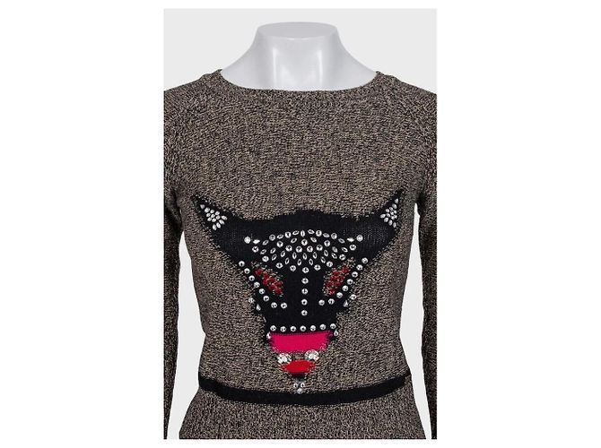 Brauner Cashmere-Wollpullover mit Kristallverzierungen von Sonia Rykiel Größe 36 gebraucht - Ansicht 4