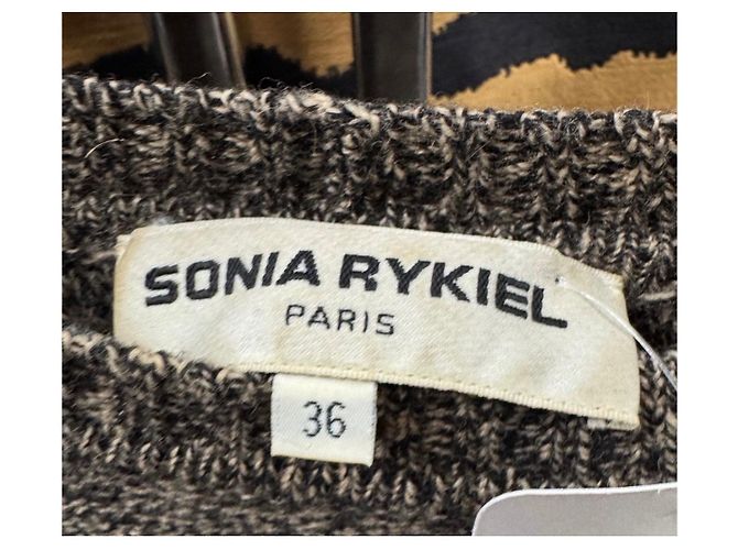 Brauner Cashmere-Wollpullover mit Kristallverzierungen von Sonia Rykiel Größe 36 gebraucht - Ansicht 6