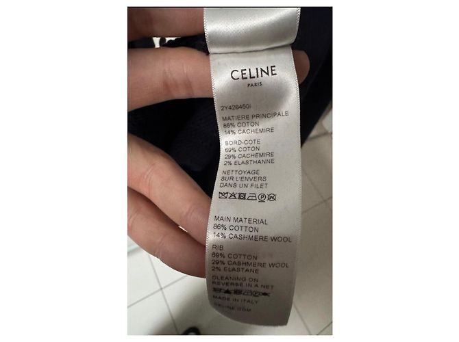 Céline Sudadera de algodón y cachemira azul Celine - Talla XS De segunda mano - vista 7