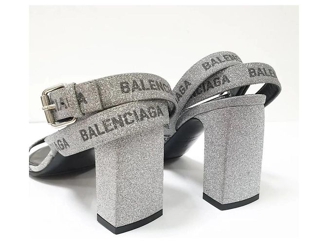 Sandali rotondi con logo glitter Balenciaga Taglia 38 Usati - vista 3