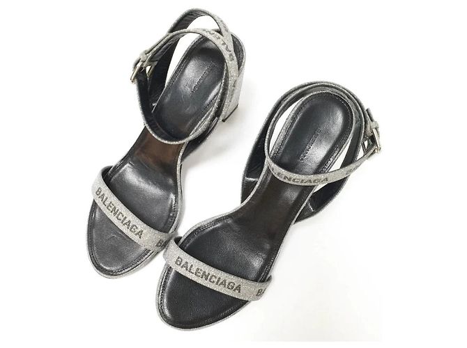 Sandali rotondi con logo glitter Balenciaga Taglia 38 Usati - vista 5