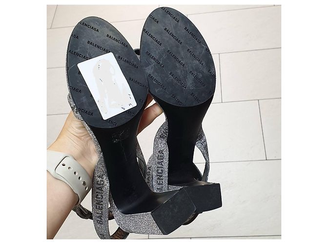 Sandali rotondi con logo glitter Balenciaga Taglia 38 Usati - vista 8