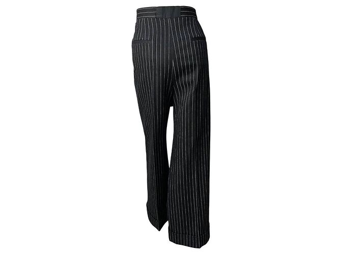 CHANEL 2023 Jeans de pierna ancha a rayas negras y blancas Talla 42 - vista 2