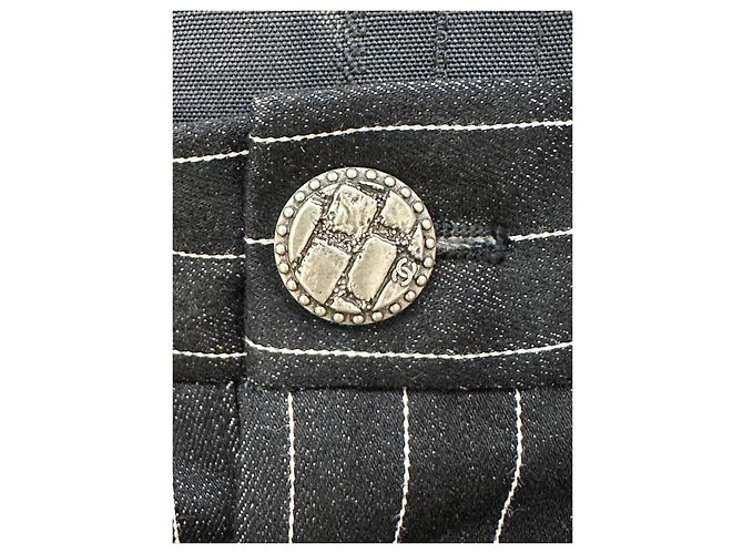 CHANEL 2023 Jeans de pierna ancha a rayas negras y blancas Talla 42 - vista 3