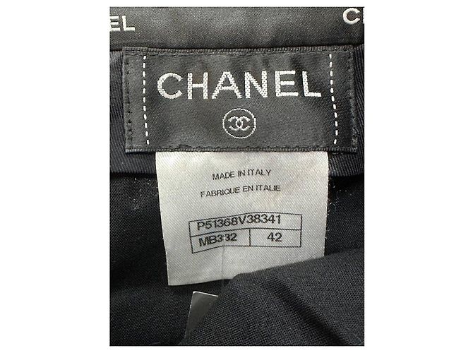 CHANEL 2023 Jeans de pierna ancha a rayas negras y blancas Talla 42 - vista 5