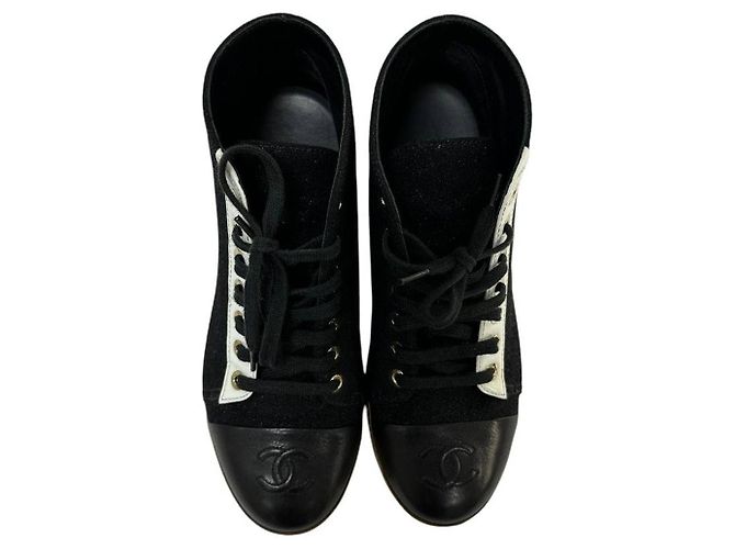 Stivaletti in tessuto glitter Chanel altezza 36 Usati - vista 6