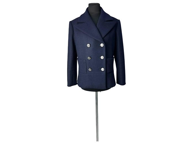 Chanel Navy Blue Wool Double-Breasted Peacoat  Sz.38 - view 4