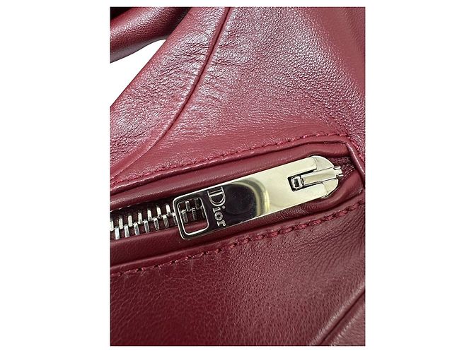 Chaqueta de cuero burdeos Christian Dior talla 38 de segunda mano - vista 4