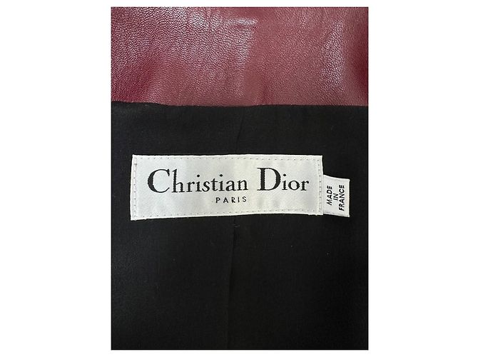 Chaqueta de cuero burdeos Christian Dior talla 38 de segunda mano - vista 5