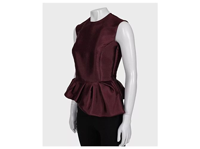 Top peplum de seda burdeos Christian Dior - Talla M / FR38 De segunda mano - vista 2