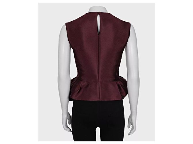 Top peplum de seda burdeos Christian Dior - Talla M / FR38 De segunda mano - vista 3