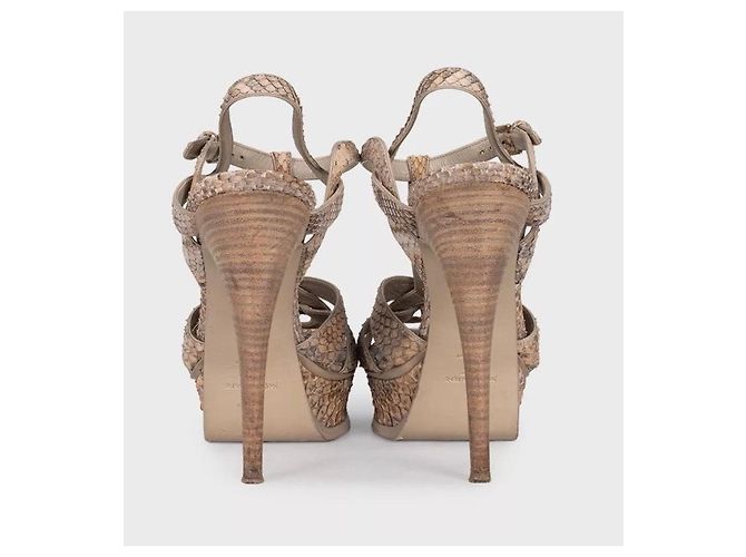 Saint Laurent Python Tierdruck Blockabsatzsandalen 38.5 Gebraucht - Ansicht 4