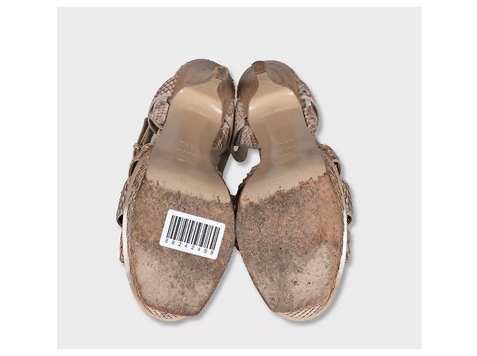 Saint Laurent Python Tierdruck Blockabsatzsandalen 38.5 Gebraucht - Ansicht 5